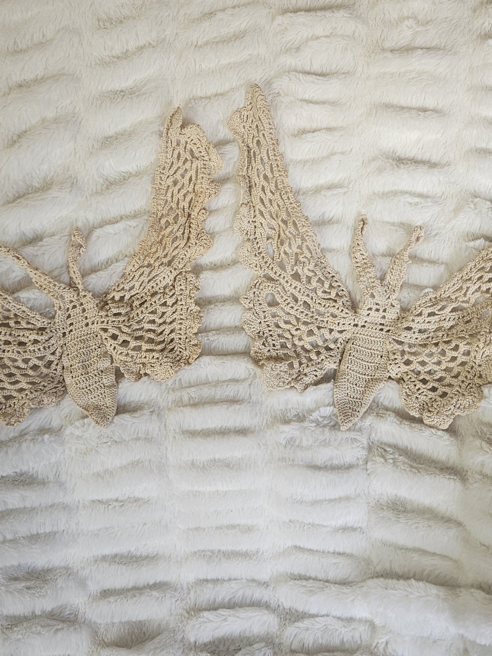 Handcrafted Lace Crochet Butterfly Moth Appliqué in Beige -1 Item